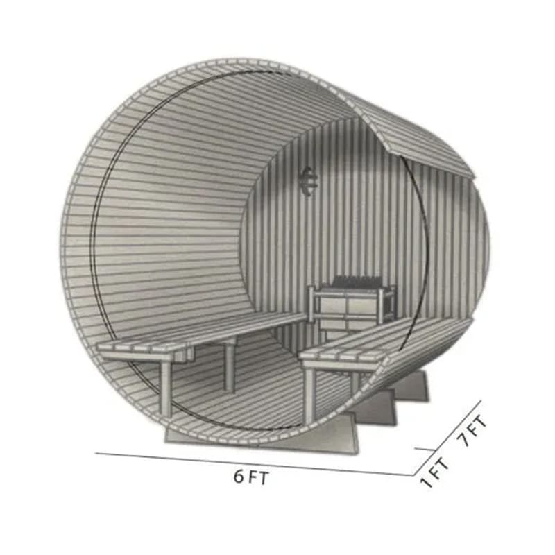 8ft Rustic Barrel Outdoor Sauna – Home Garden Sauna for 6 People For Sale