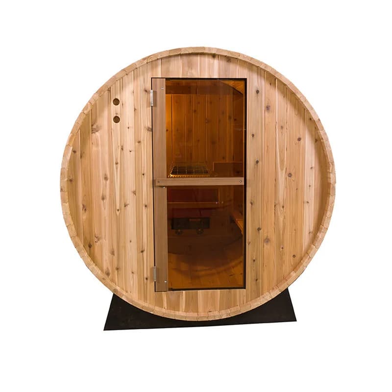 8ft Rustic Barrel Outdoor Sauna – Home Garden Sauna for 6 People For Sale