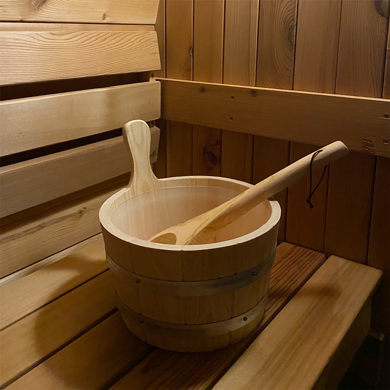 8ft Rustic Barrel Outdoor Sauna – Home Garden Sauna for 6 People For Sale