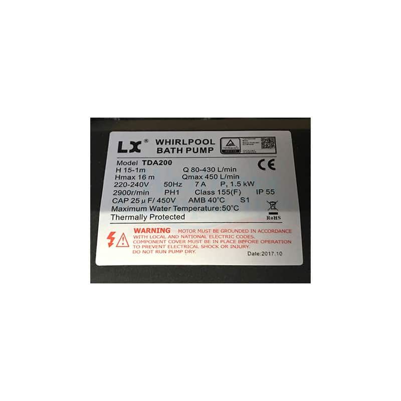 LX TDA200 Single Speed 2.0HP Pump For Sale